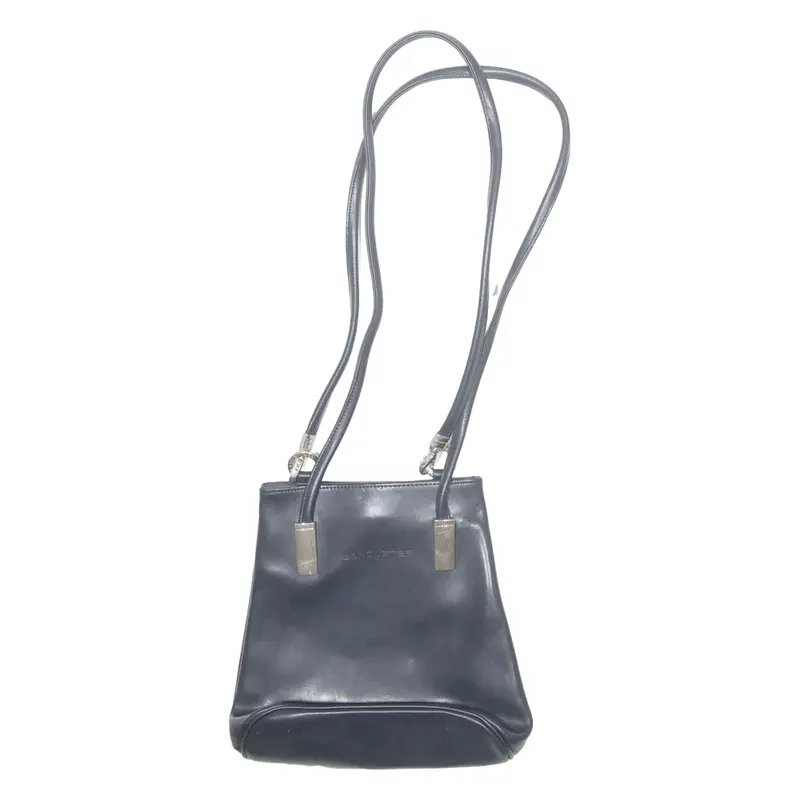LANCASTER PARIS Womens Shoulder Bag Black Leather 90s
