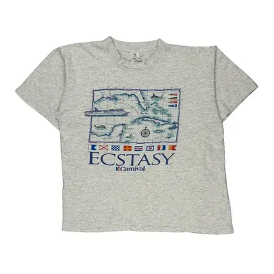 Single Stitch Unbranded Graphic T-Shirt - Large Grey Cotton
