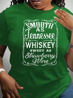 Plus Size Letter Print Round Neck Tee, Casual Short Sleeve T-shirt for Daily Wear, Women Plus Clothing for All Seasons, T Shi...