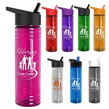 200 Custom 24 oz Slim Fit Water Bottles With Flip Straw Lid - ...