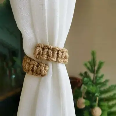 Solid Color Adjustable Decorative Curtain Tie Back, 1 Count Boho Style Curtain Tieback, Curtain Accessories For Home Decor