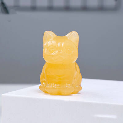Natural Calcite Cat Figurine Display Decorations