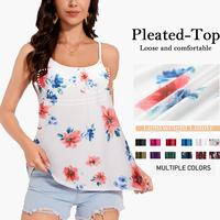 Women Ladies Tank Tops with Built in Bra Cup Casual Flowy Swing Pleated Spring Summer Cami Tanks Top with Adjustable Spaghett...