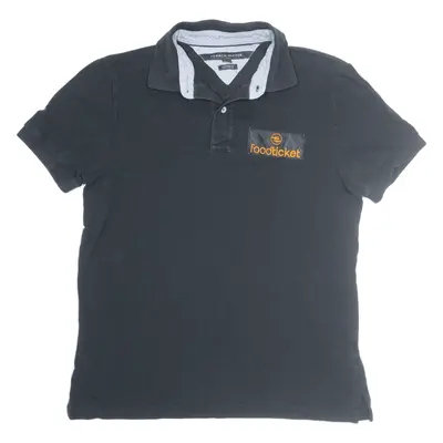 TOMMY HILFIGER Polo Shirt Black Short Sleeve Mens M