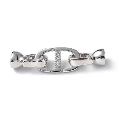 Rack Plating Brass Micro Pave Clear Cubic Zirconia Fold Over Clasps