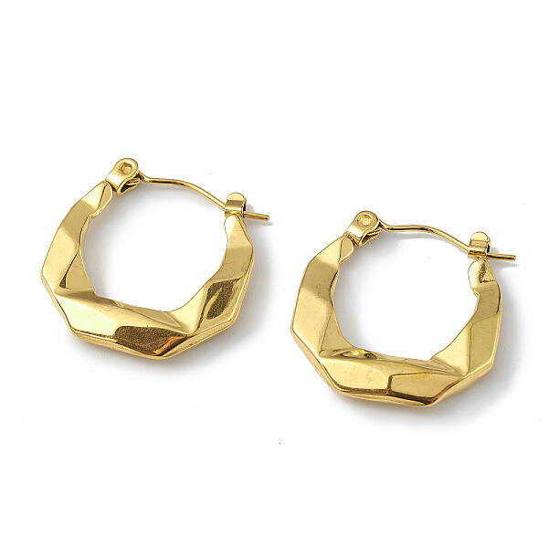 Ion Plating(IP) 304 Stainless Steel Twist Round Hoop Earrings for Women