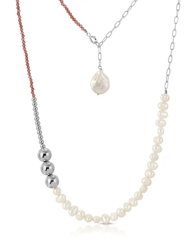 Kloss Necklace | Metal Color: Silver | Gemstone: Garnet