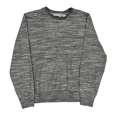 Embroidered Logo Calvin Klein Slim Fit Sweatshirt - Small Grey Cotton Blend
