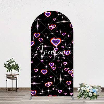 Aperturee Black Sparkle Rainbow Hearts Romantic Arch Backdrop, 1.6X4FT(0.5X1.2M), 38.18 USD, arch backdrop kit, YMGD9M96-A
