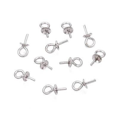 Anti-Tarnish Rhodium Plated 925 Sterling Silver Cup Pearl Bail Pin Pendants