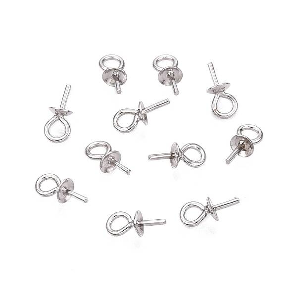 Anti-Tarnish Rhodium Plated 925 Sterling Silver Cup Pearl Bail Pin Pendants
