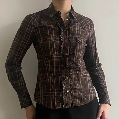 Sport Marella Checked Shirt - Small Brown Cotton