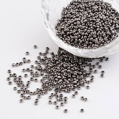 Dark Gray 11/0 Grade A Electroplated Glass Seed Beads