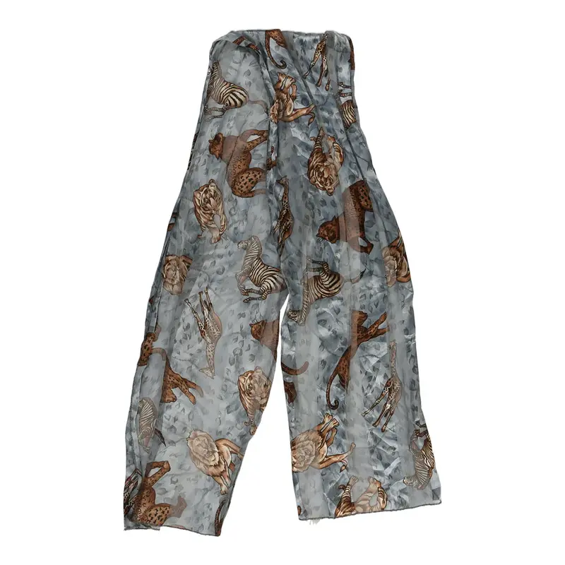 Unbranded Animal Print Scarf - No Size Grey Polyester