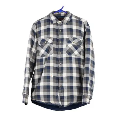 Wrangler Checked Overshirt - Small Blue Cotton Blend