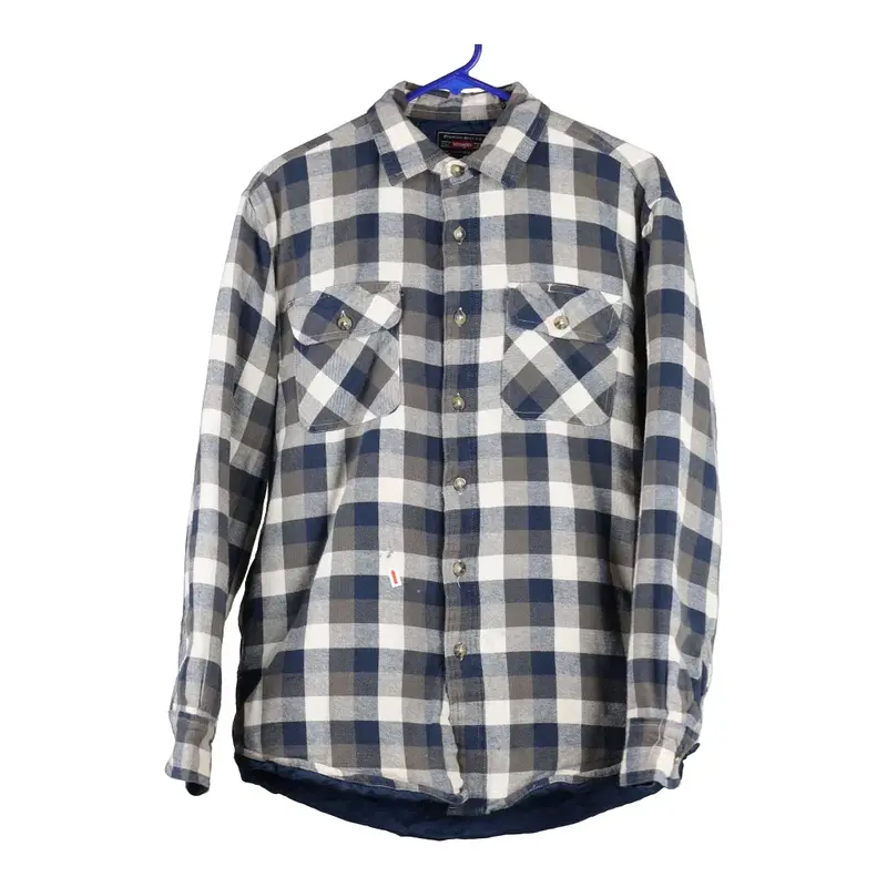 Wrangler Checked Overshirt - Small Blue Cotton Blend
