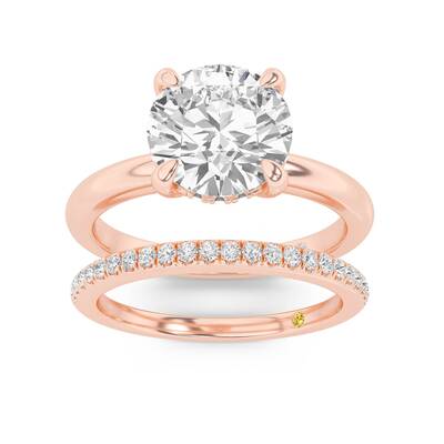 Fez Lab Grown Round Diamond Engagement Ring with the BonBon Wedding Band | 14K Rose Gold 1 1/3 ct. tw.