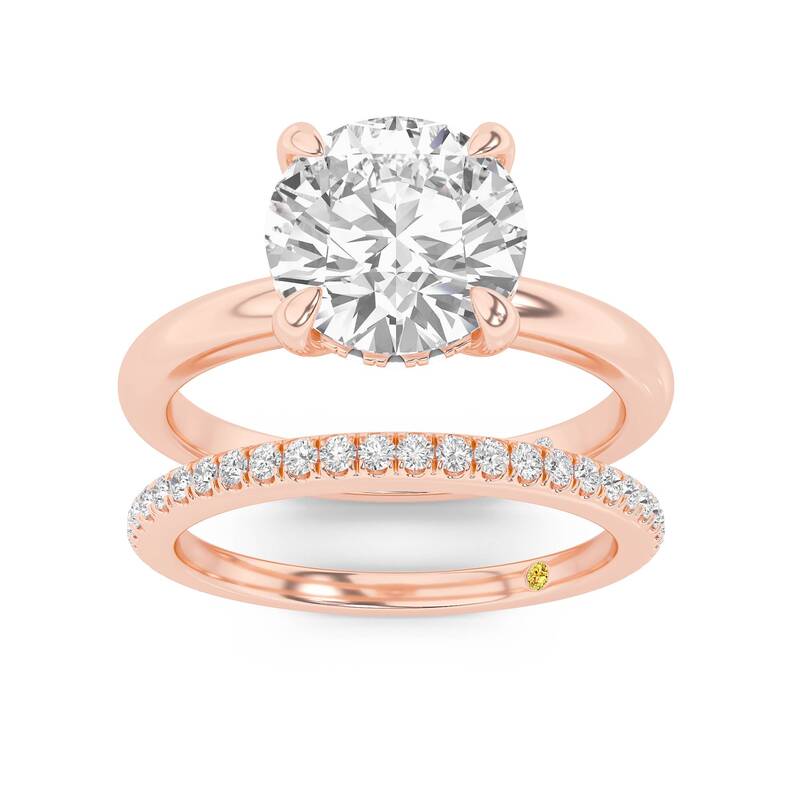 Fez Lab Grown Round Diamond Engagement Ring with the BonBon Wedding Band | 14K Rose Gold 1 1/3 ct. tw.