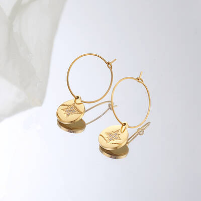 Stainless Steel Star Dangle Earrings for Women