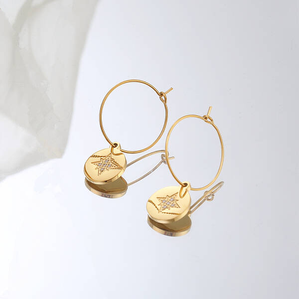Stainless Steel Star Dangle Earrings for Women