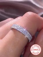 925 Sterling Silver Fashionable Elegant Rhinestone Decorated Ring, Luxury Jewelry for Women, Trendy All-match & Exquisite Jew...