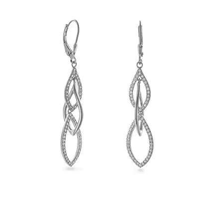 Again jewelry Elaborate long earrings with cubic zirconia AJNS0061