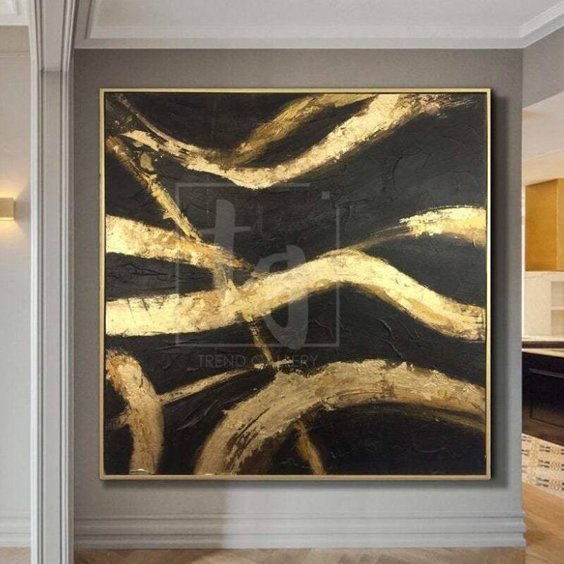 Original Gold Leaf Painting Contemporary Abstract Painting Abstract Modern Painting Hotel Art | GOLDEN THREADS OF FATE