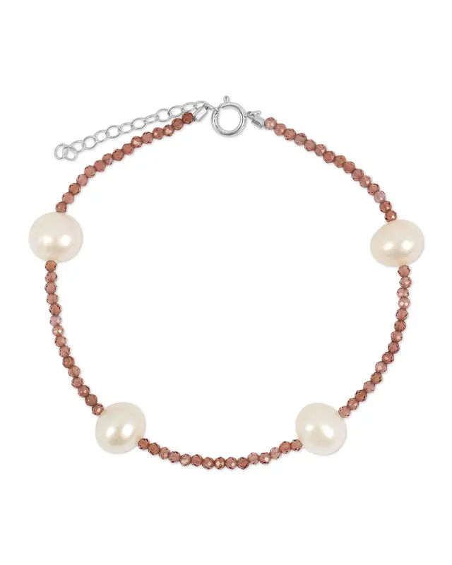 Toni Bracelet | Metal Color: Silver | Gemstone: Garnet | Length: Adjustable 6 - 7 inches