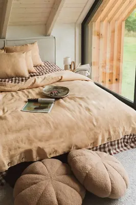 Linen bedding set in Mustard | Size: AU Double + Standard