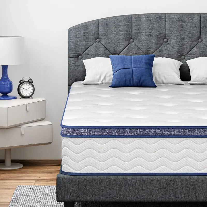 Soges Boxed Hybrid Mattress: Medium Firm with Cooling Gel Foam, Certified Safe, Strong Edge Support & Waffle Fabric, Healthy ...