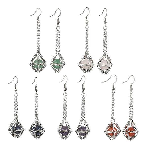 Natural Gemstone Dangle Earrings