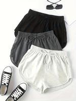Women's Solid Color Tie Front Elastic Waist Sports Shorts, Regular Fit Casual Comfortable Breathable Shorts for Yoga Gym Work...