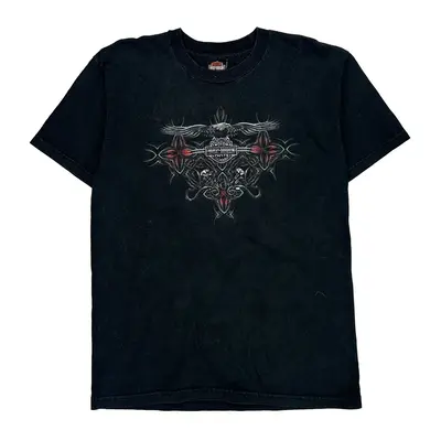 North Carolina Harley Davidson Graphic T-Shirt - Large Black Cotton