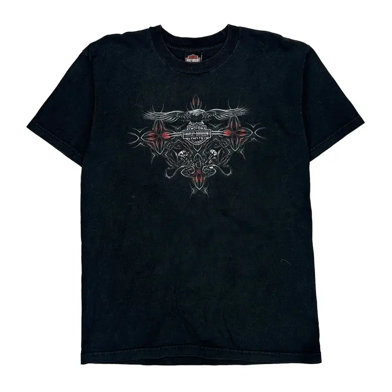 North Carolina Harley Davidson Graphic T-Shirt - Large Black Cotton