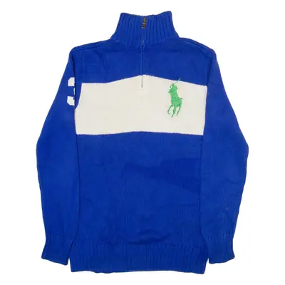 POLO RALPH LAUREN 14-16 Boys Jumper Blue 1/4 Zip Tight Knit L