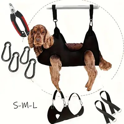 Dog Grooming Hammock with Nail Clipper, 1 Set Sturdy and Secure Dog Grooming Hammock with Buckles & Bindings, Dog Grooming Ha...