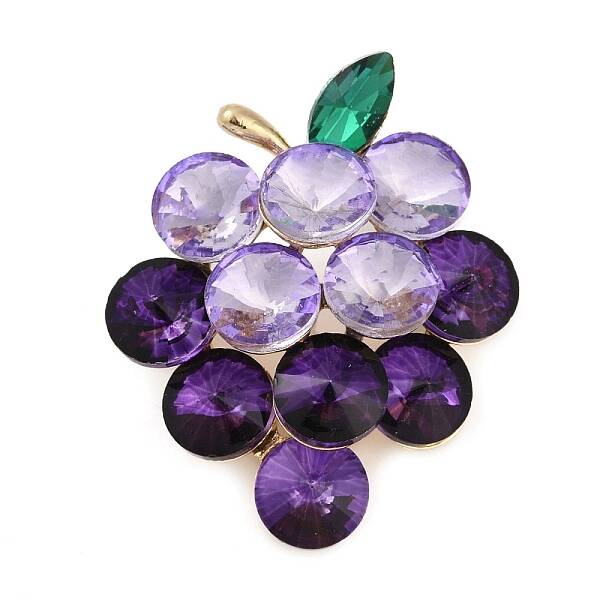 Fruit Zinc Alloy Rhinestone Brooches for Backpack Clothes