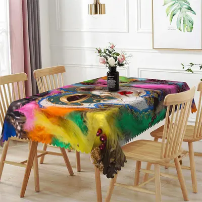 Colorful Feathers Mask Party Rectangle Tablecloth - Aperturee