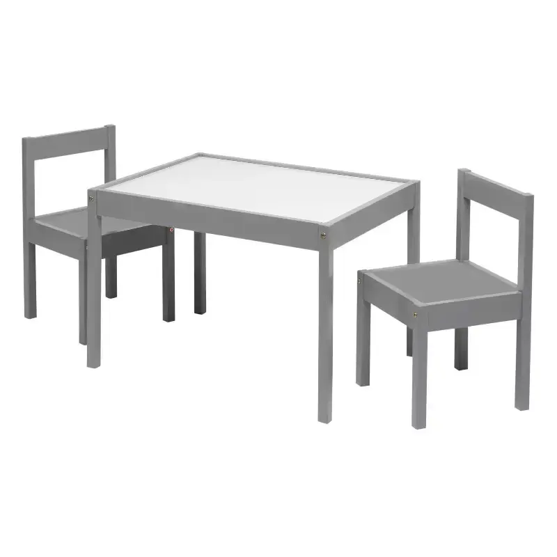 3-Piece Dry Erase and Wood Activity Table and Chairs Set Gray 25\