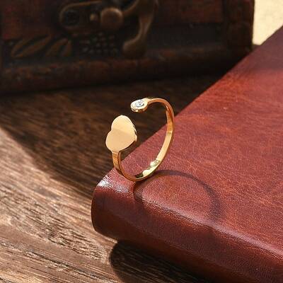 304 Stainless Steel Rhinestone Open Cuff Ring for Women