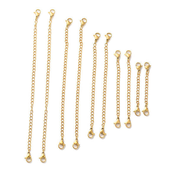 10Pcs 5 Size Ion Plating(IP) 304 Stainless Steel Chain Extender