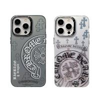 Pattern Suitable for iPhone  Case Fashion Brand Electroplating Double Layer Transparent Cross