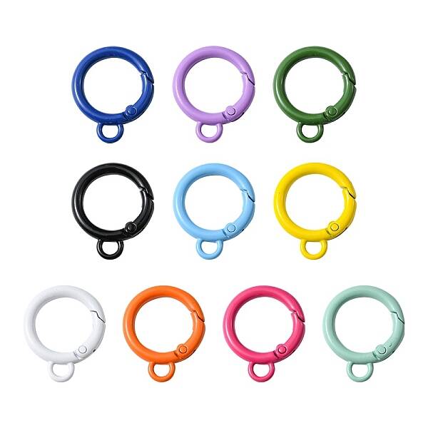 10Pcs Spray Painted Alloy Spring Gate Rings