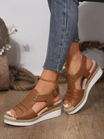 Summer Sandals, Women's Fashionable Colorblock Strap Heels Platform Sandals, Casual Comfortable Peep Toe Sandals for Summer, ...
