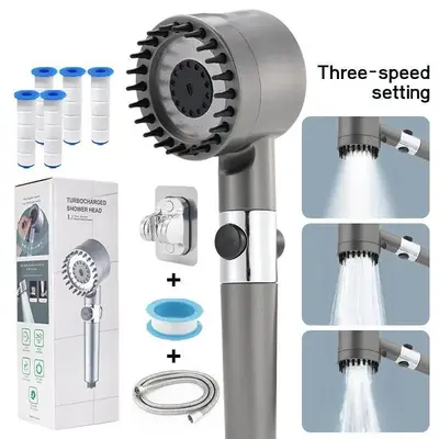 New Version High-Pressure 9-Piece Shower Set with 3-Speed Adjustable Massage, Bathroom Fixtures, Stainless Steel Panel, One-C...