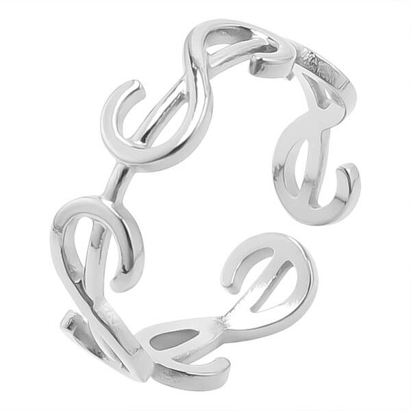 Non-Tarnish Simple 304 Stainless Steel Dollar Sign Opening Cuff Ring for Unisex