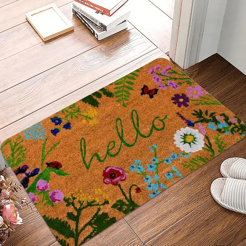 Floral Print Door Mat, Non-slip Soft Floor Mat, Decorative Carpet for Home Living Room Bedroom Kitchen, Home Decor