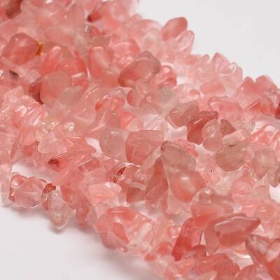 Cherry Quartz Glass Chip Beads Strands