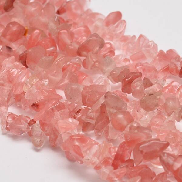 Cherry Quartz Glass Chip Beads Strands