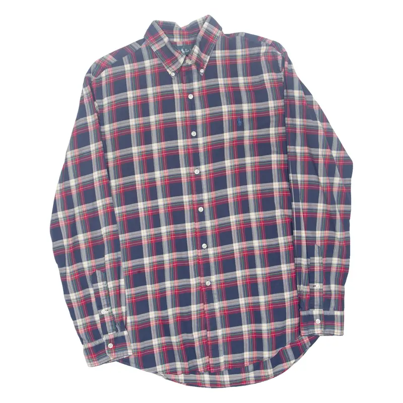 RALPH LAUREN Custom Fit Mens Shirt Blue Check Long Sleeve L